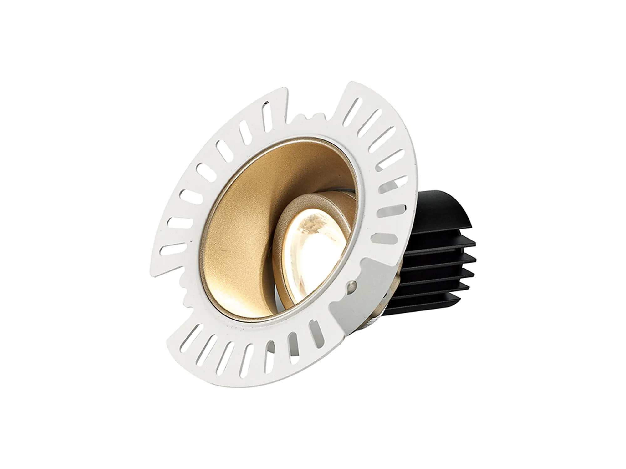 DM201805  Basy A 9 Tridonic Powered 9W 2700K 770lm 24° CRI>90 LED Engine, 250mA Gold Adjustable Recessed Spotlight, IP20